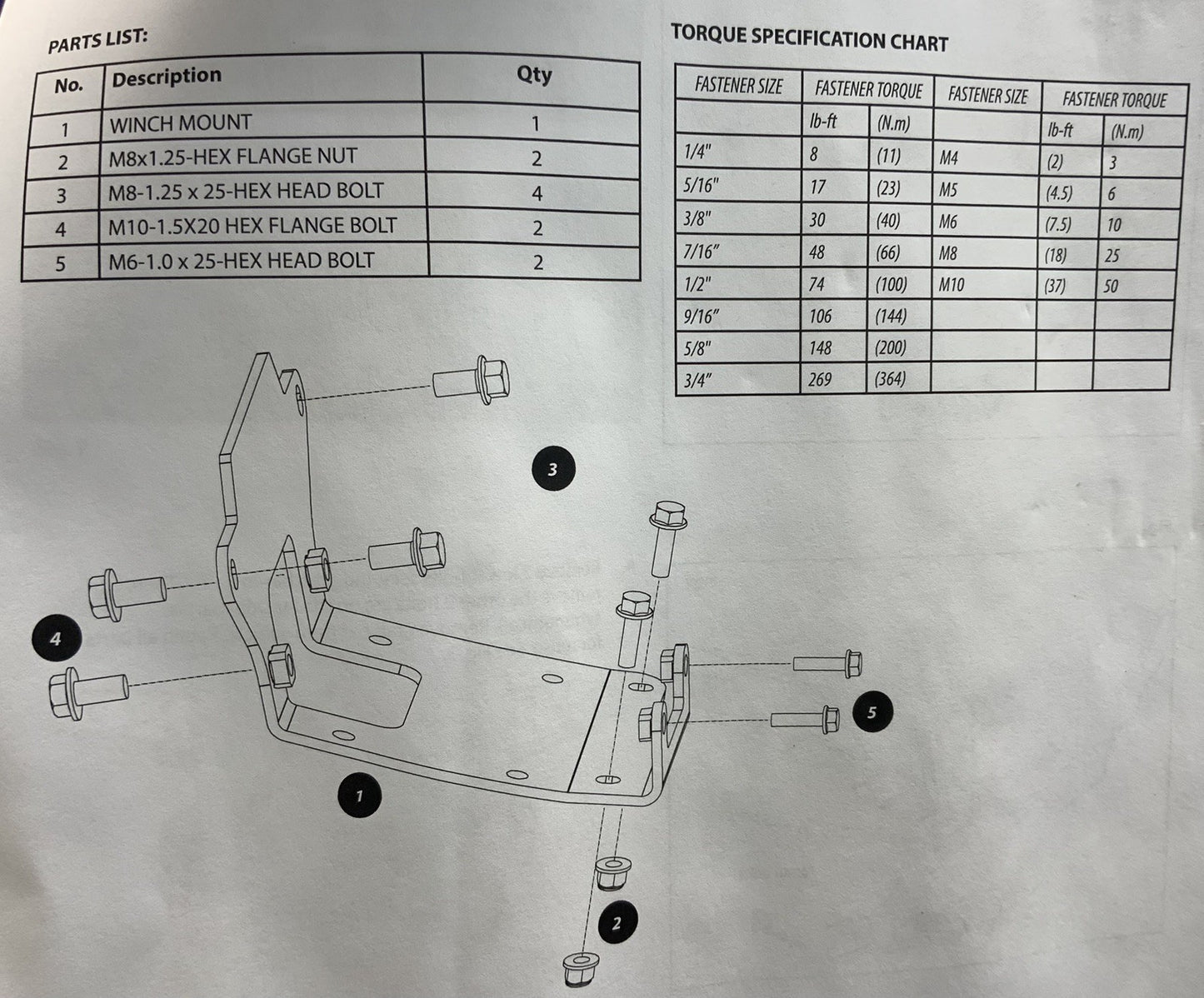 WARN VRX Winch Mount Yamaha Kodaik 450/450 EPS 2020-2027 OEM DBY-10600-10-00