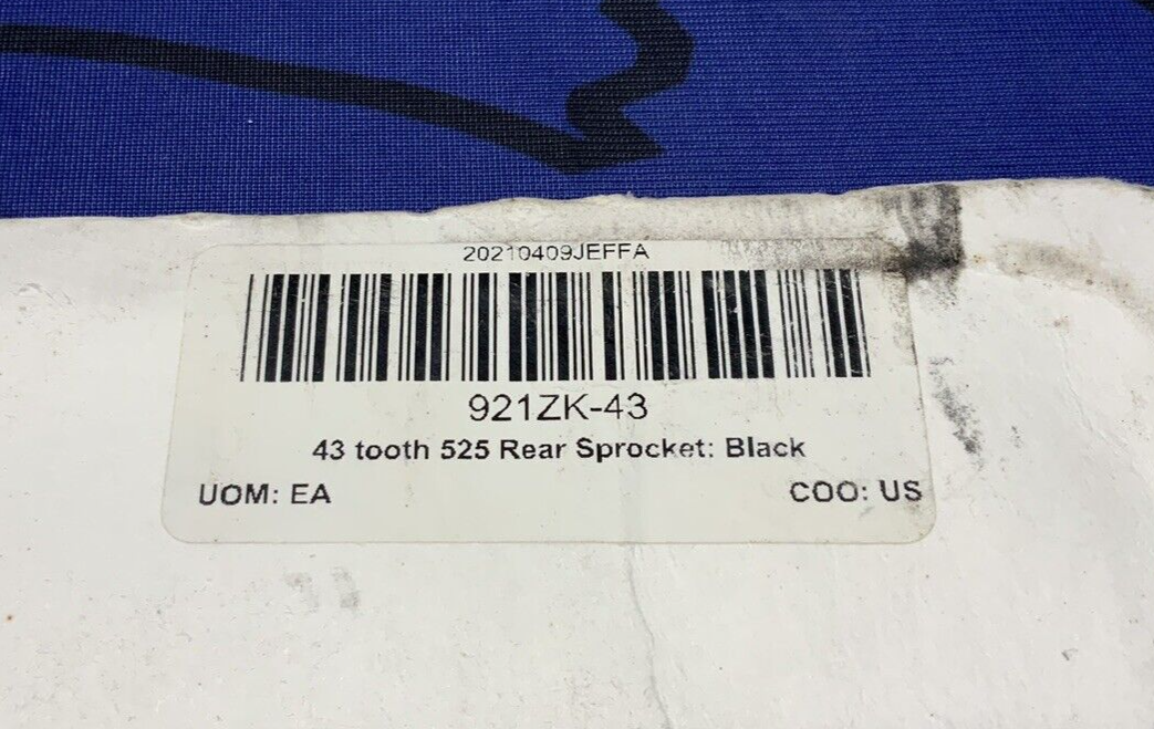 Vortex Racing Rear Sprocket (Black) 525-43T 921ZK-43
