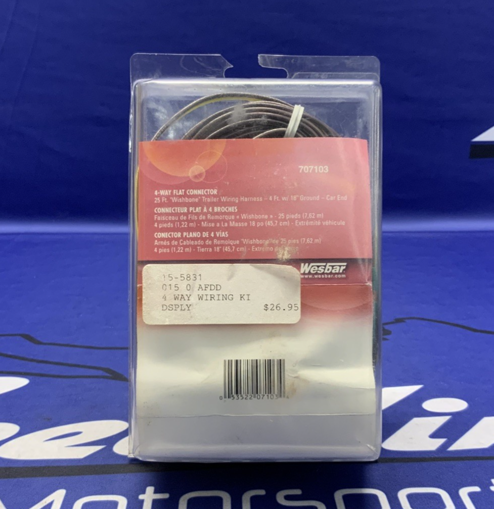 Wesbar Wiring Connector, 4-Way Flat Trailer End, 25ft. Length Wire 707103