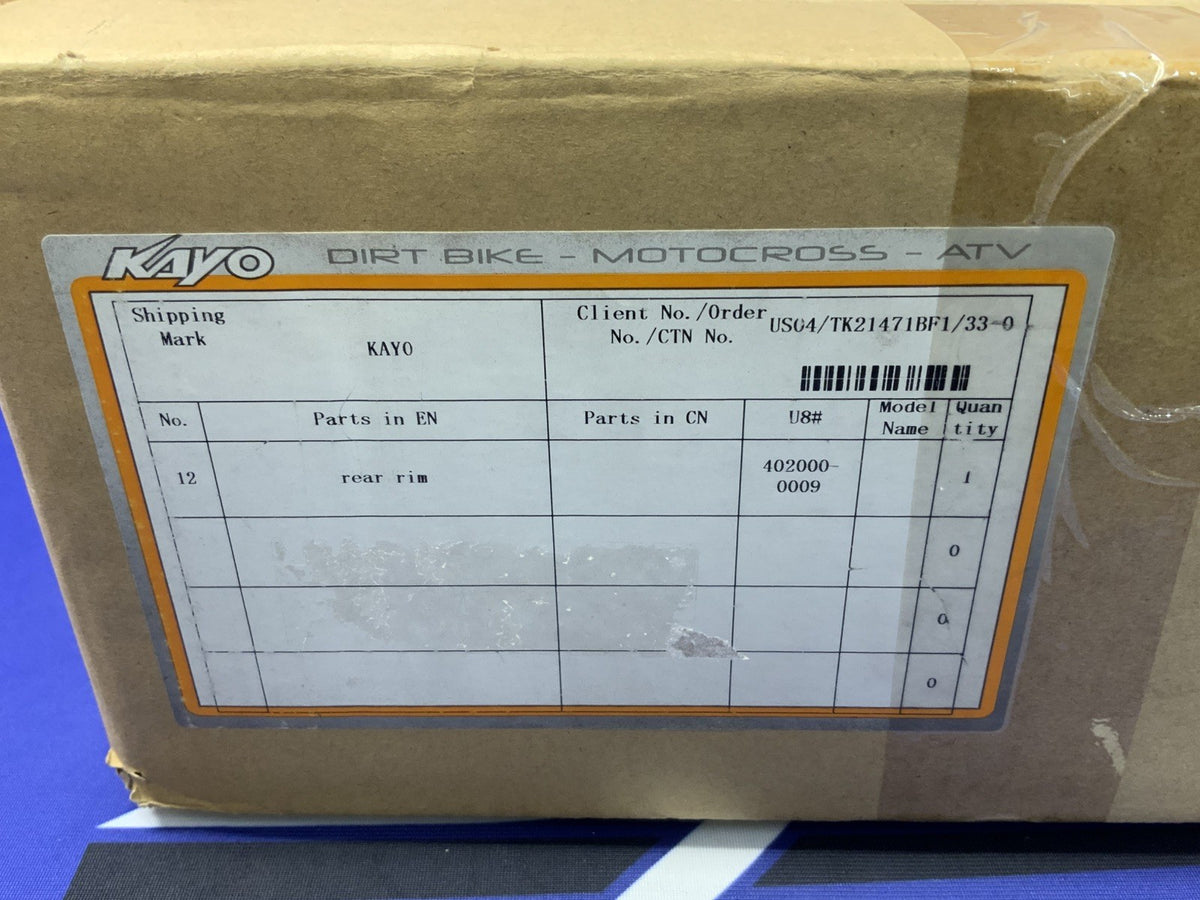 Kayo Rear Rim Wheel Assembly KMB60 2022-2027 402000-0009