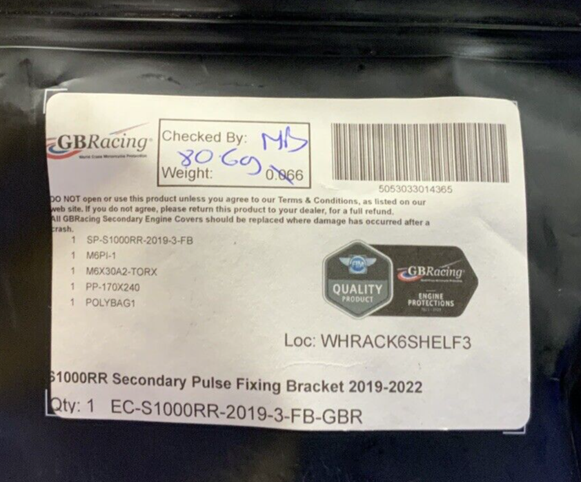GB Racing Secondary Pulse Fixing Bracket S1000RR 19-25 EC-S1000RR-2019-3-FB-GBR