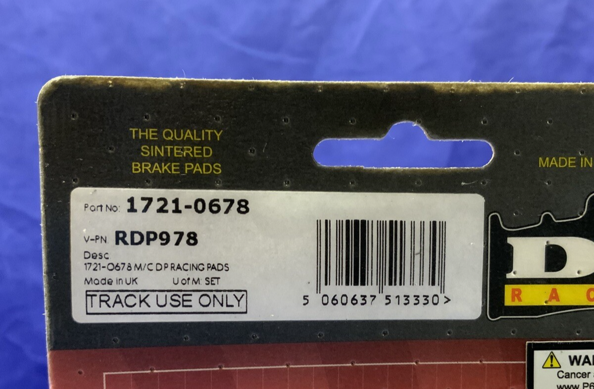 DP Racing RDP X-Race Sintered Front Brake Pads GSXR 1000 2017-2022 1721-0678
