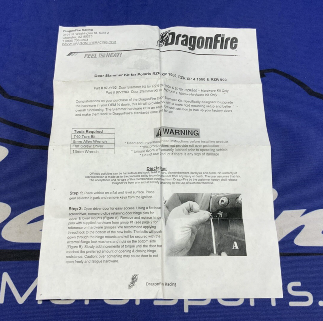 DragonFire Pursuit Door Panel Hardware Kit RZR 900 2015-2019 522326