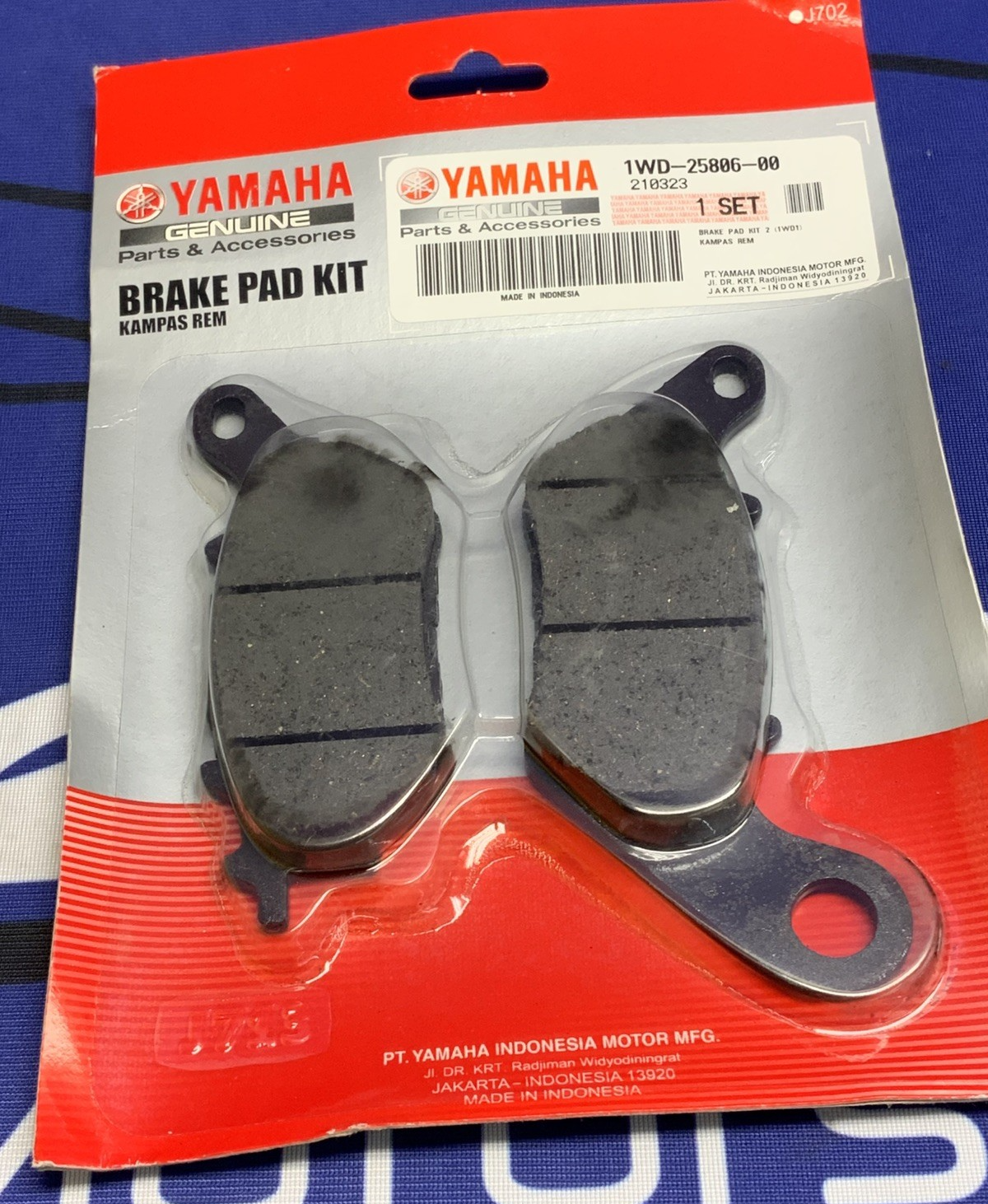 Yamaha Rear Brake Pad Kit YZF-R3 2015-2026 OEM 1WD-25806-00