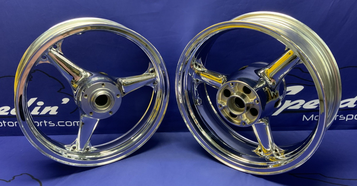 Kawasaki Front & Rear Wheel (Chrome) ZX-6R/636 2003-2004 OEM 41073-0112-R2