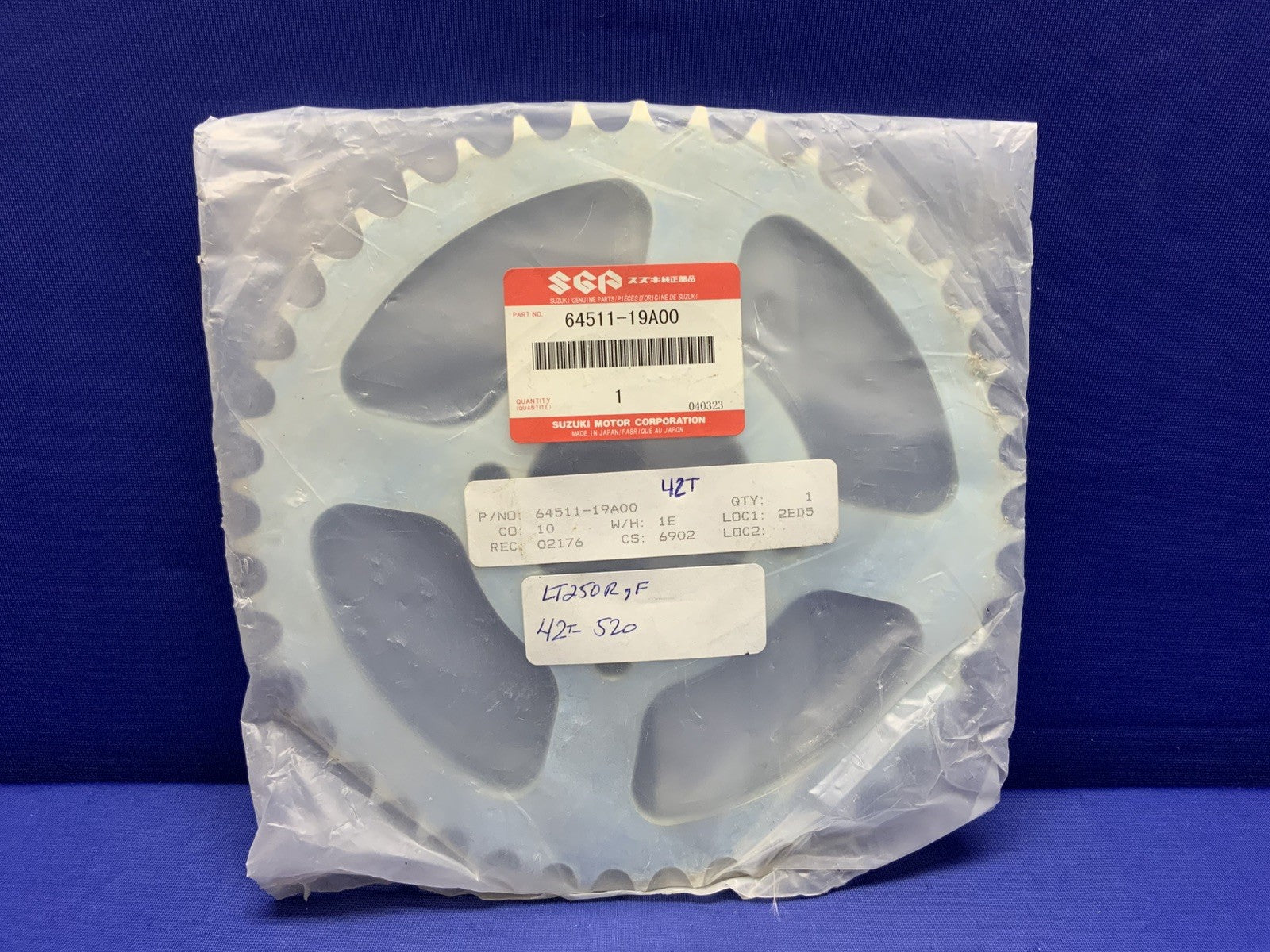 Suzuki Rear Sprocket LT250R QuadRacer 1985-1992 520 42 Tooth OEM 64511-19A00