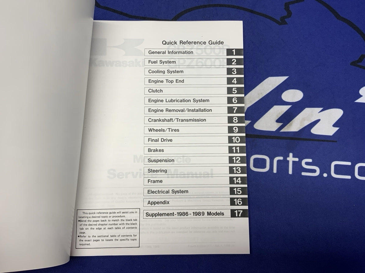 Kawasaki GPZ500/600R Service Manual 1985-1989 OEM 99924-1055-04
