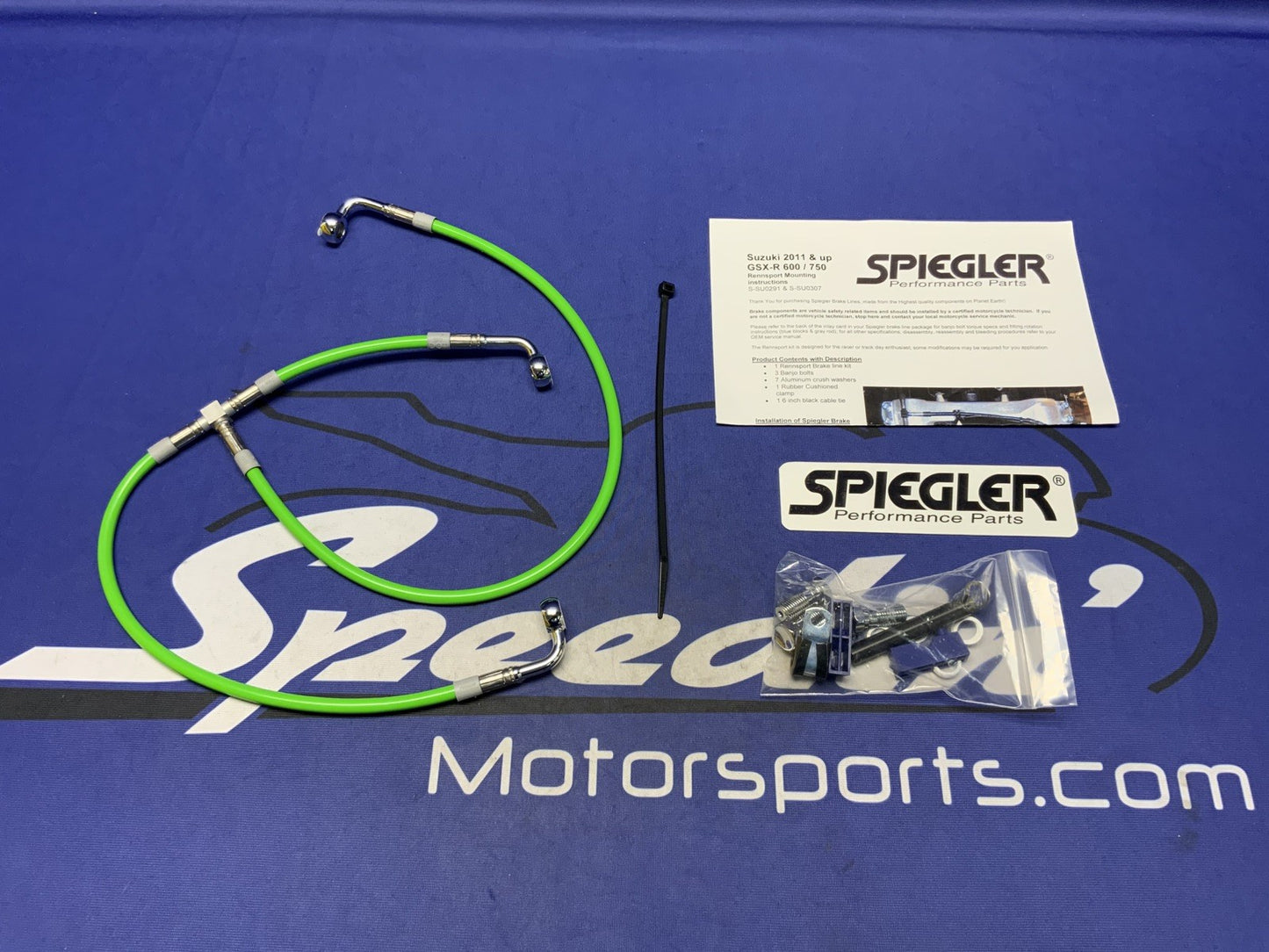 Spiegler Rennsport Green Brake Line Kit Suzuki GSX-R 600/750 2011-2026 S-SU0291