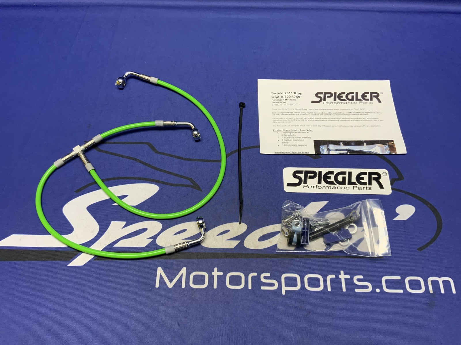 Spiegler Rennsport Green Brake Line Kit Suzuki GSX-R 600/750 2011-2026 S-SU0291