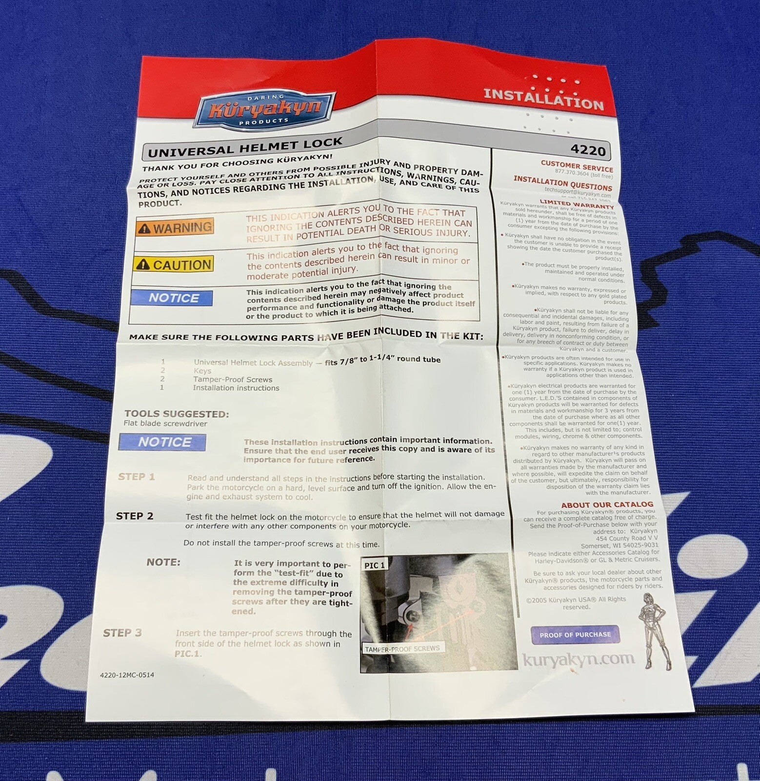 Kuryakyn Chrome Universal Helmet Lock for 7/8" - 1 1/4" Tubes - 4220