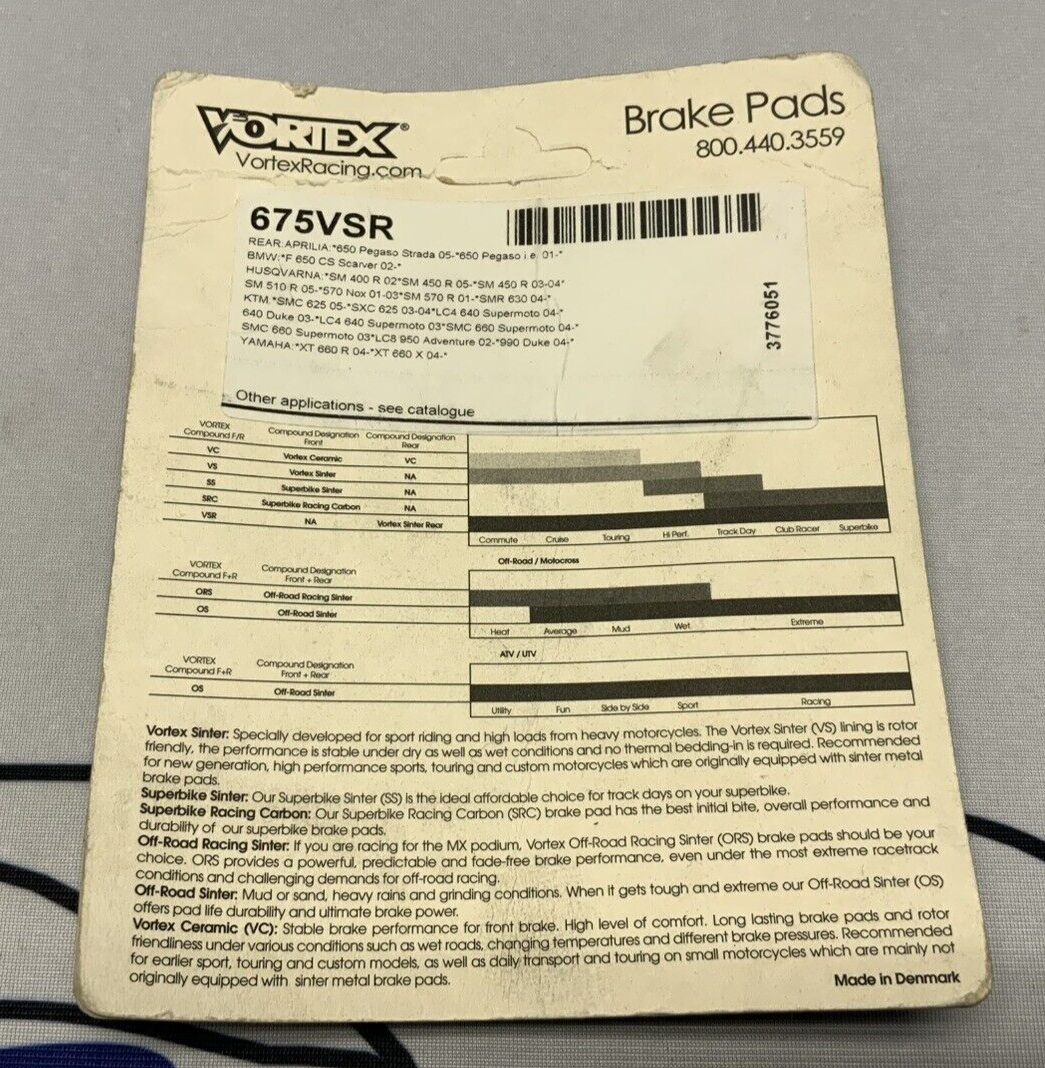 Vortex Racing Sintered Performance Brake Pads Rear S1000R 2014-2019 675VSR