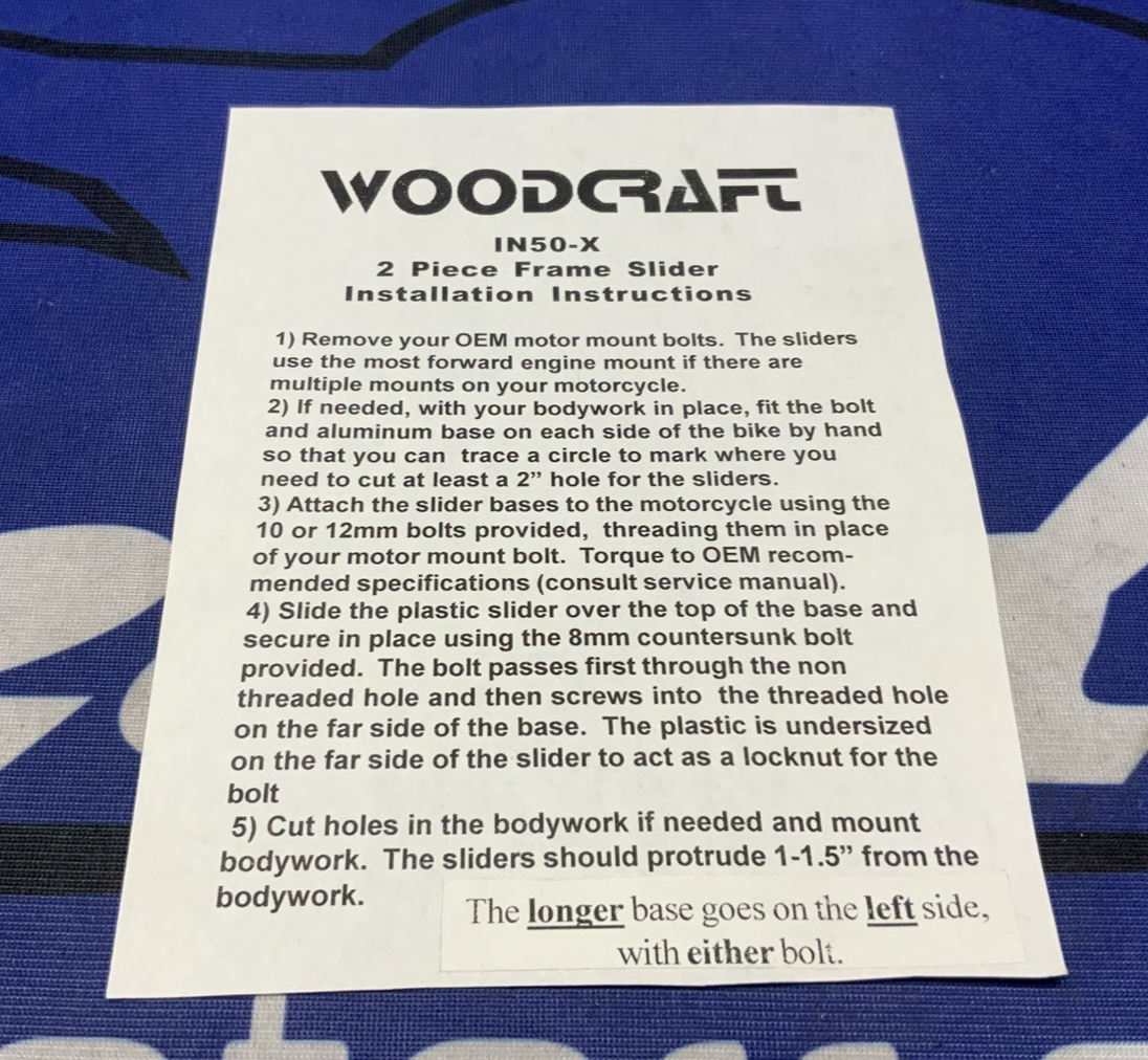 Woodcraft Frame Slider Kit W/ Pucks GSXR 1000 2009-2016 50-0250-15