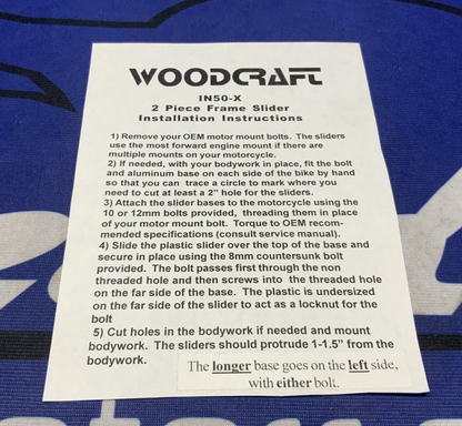 Woodcraft Frame Slider Kit W/ Pucks GSXR 1000 2009-2016 50-0250-15