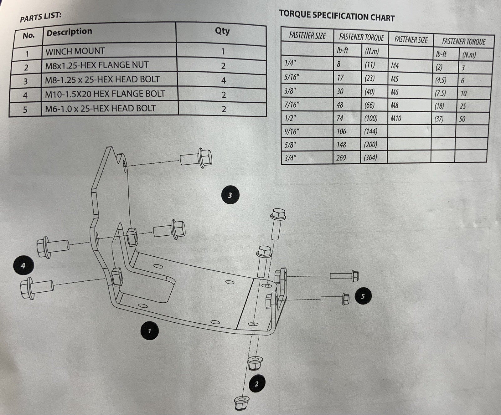 WARN VRX Winch Mount Yamaha Kodaik 450/450 EPS 2020-2027 OEM DBY-10600-10-00
