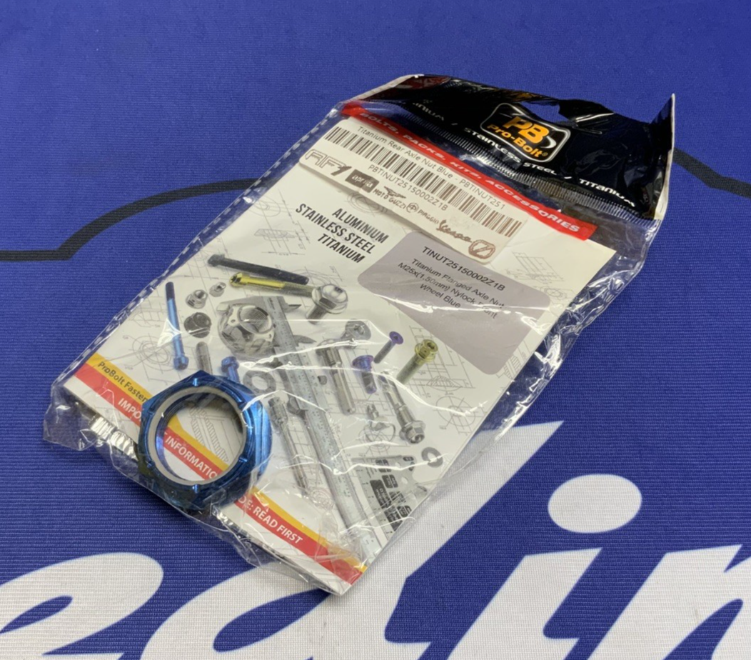 ProBolt Titanium Flanged Axle Nut M25X1.5 MM Nylock Blue PBTINUT25150002Z1B