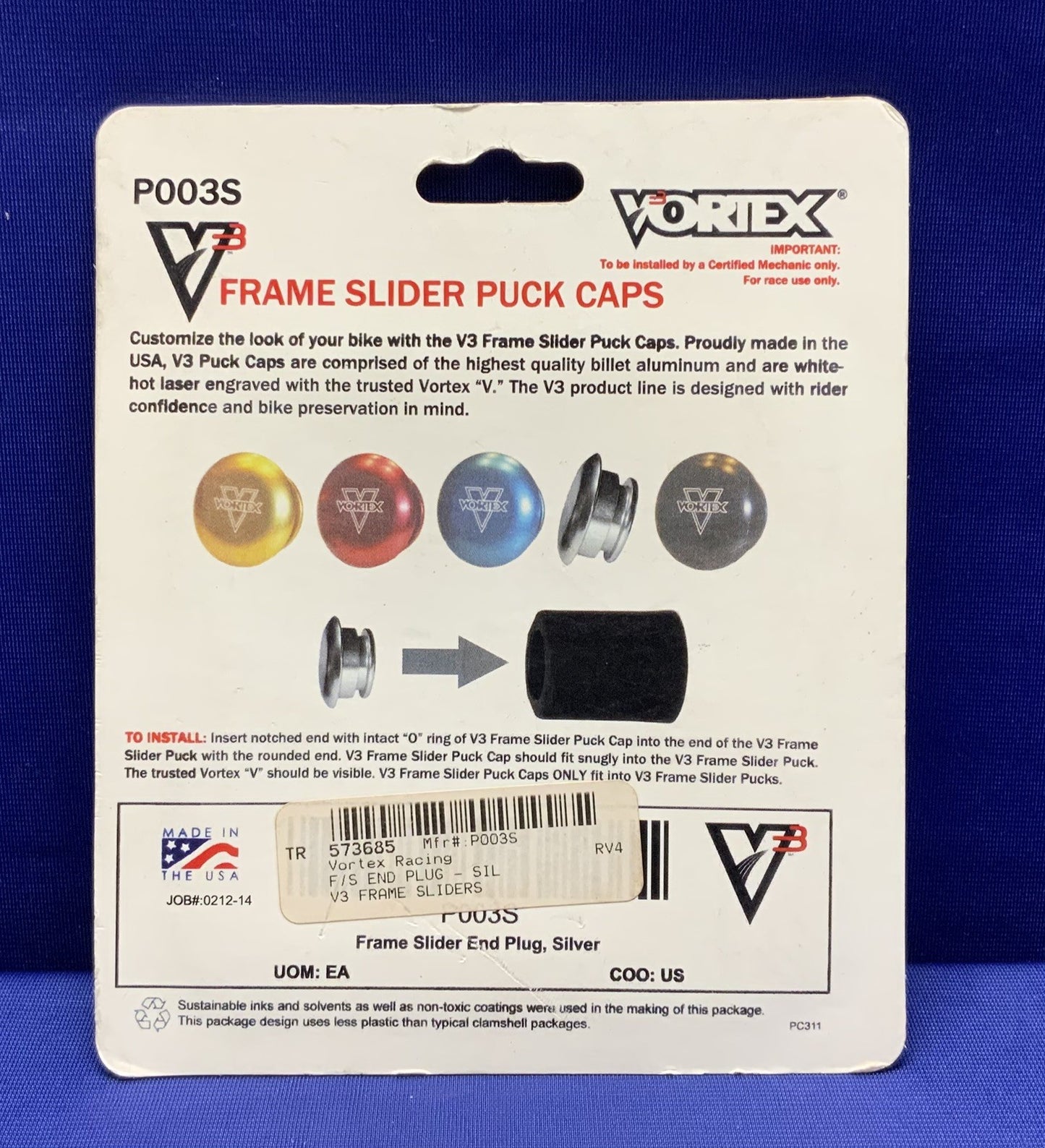 Vortex Frame Slider End Plug (Silver) V3 Frame P003S