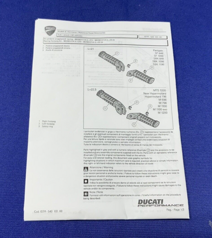 Ducati Foot Rest Pegs Left & Right Multistrada 2010-2014 OEM 96280121A