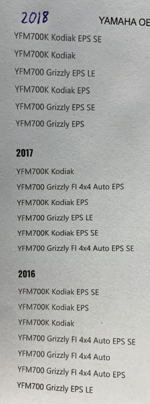 WARN Snow Plow Mount Kit Yamaha YFM700K Kodiak 2016-2018 OEM B16-F84Y0-V0-00