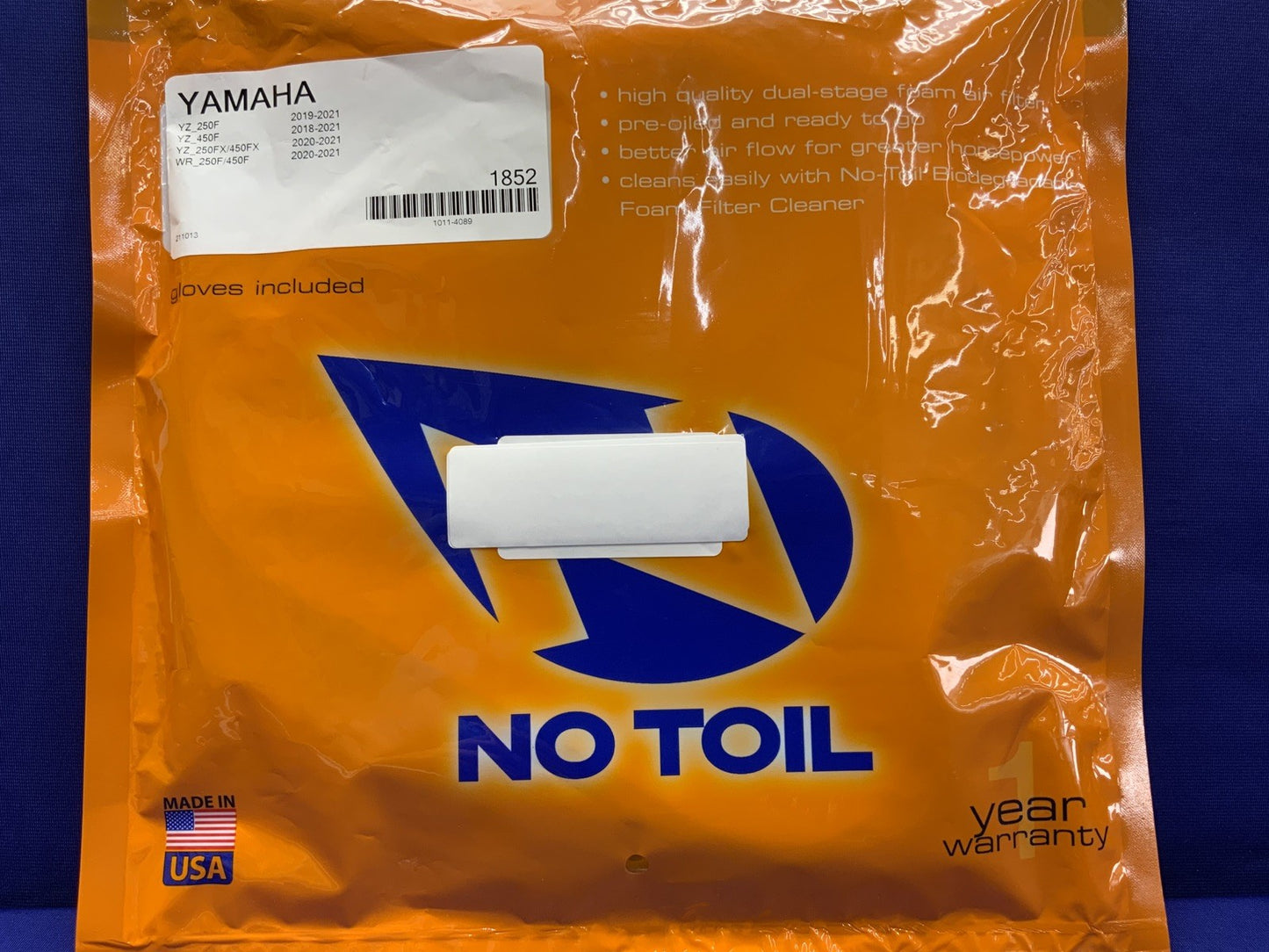 No-Toil Oiled Air Filter YZ-250F 1011-4089