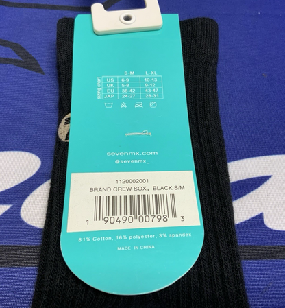 Seven MX Brand Crew Socks Black S/M 1120002001-S