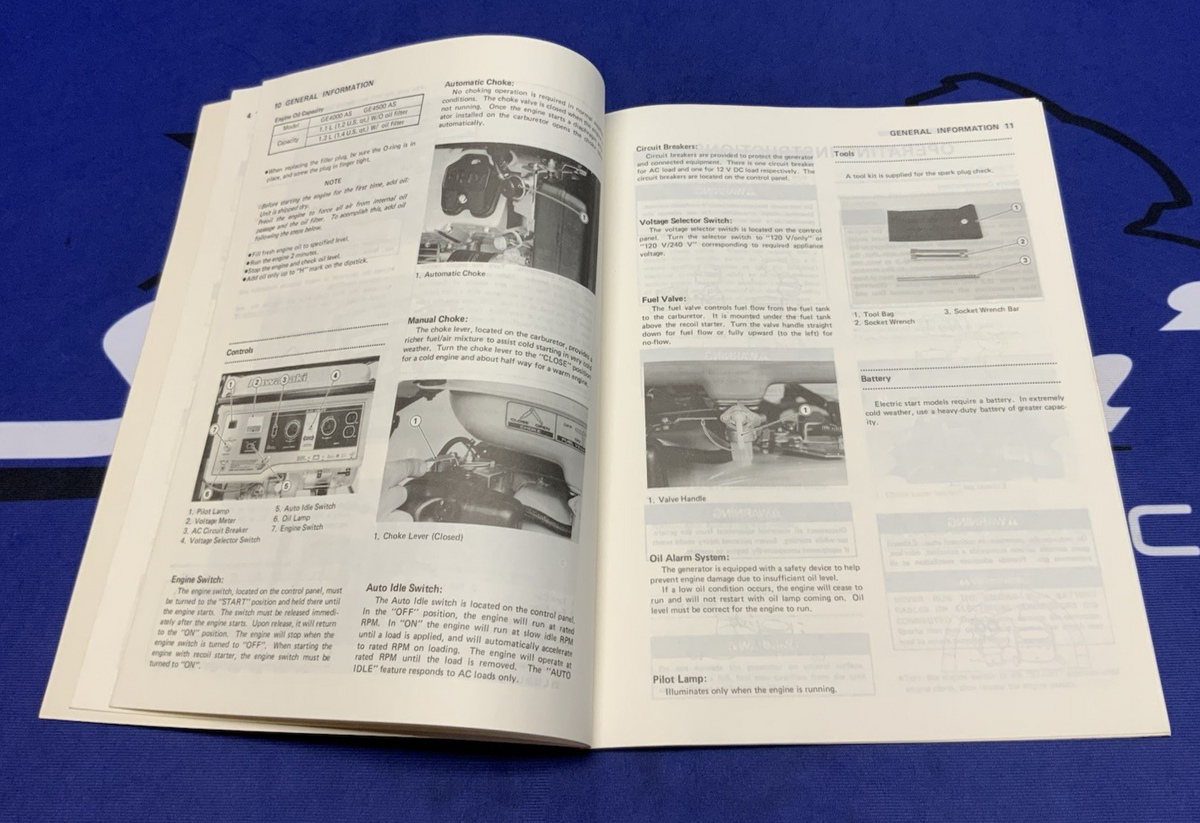 Kawasaki GE4000/4500AS Owners Manual 1989-1993 OEM 99920-2081-01