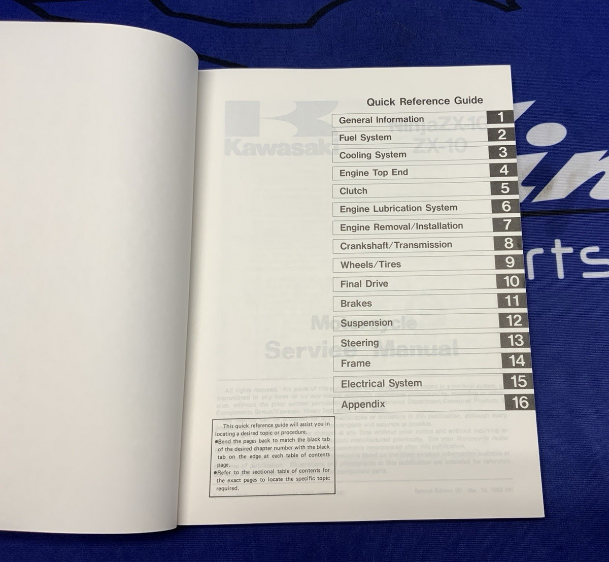 Kawasaki Ninja ZX-10 Service Manual 1988-1990 OEM 99924-1098-02