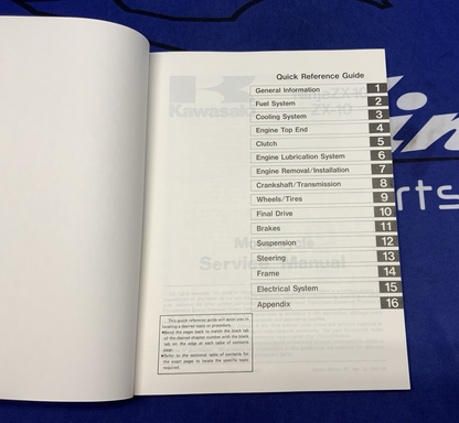 Kawasaki Ninja ZX-10 Service Manual 1988-1990 OEM 99924-1098-02