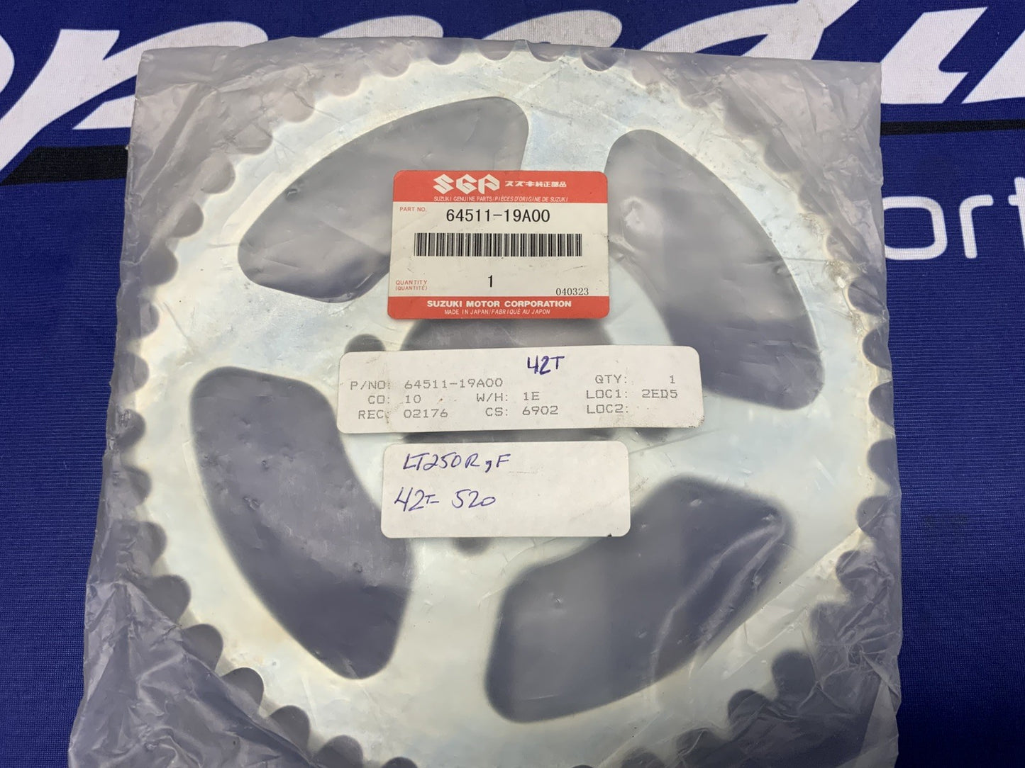 Suzuki Rear Sprocket LT250R QuadRacer 1985-1992 520 42 Tooth OEM 64511-19A00