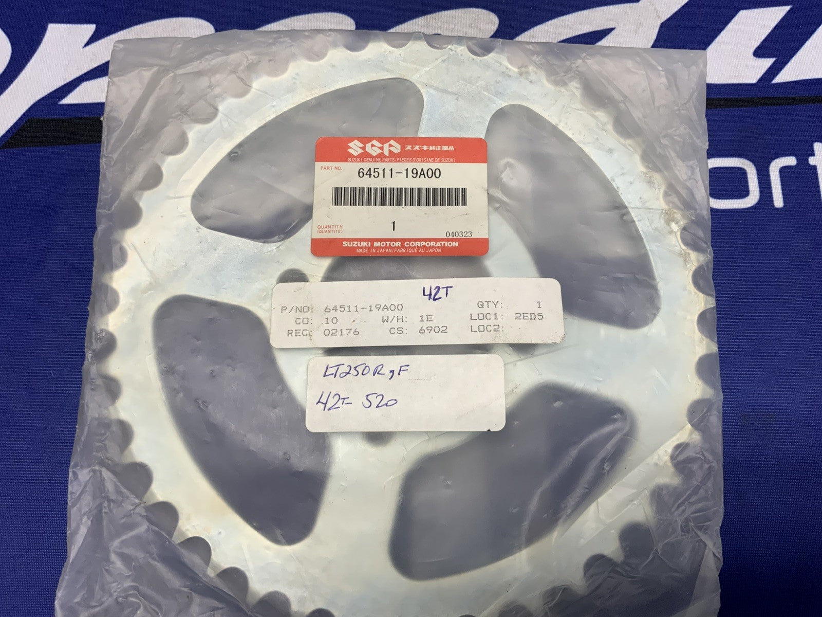 Suzuki Rear Sprocket LT250R QuadRacer 1985-1992 520 42 Tooth OEM 64511-19A00