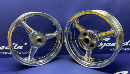 Kawasaki Front & Rear Wheel (Chrome) ZX-6R/636 2003-2004 OEM 41073-0112-R2