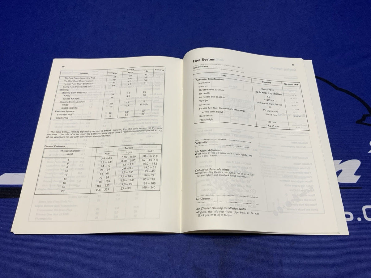Kawasaki KX60/80/100 Motorcycle Service Manual 1988-1989 OEM 99924-1123-51