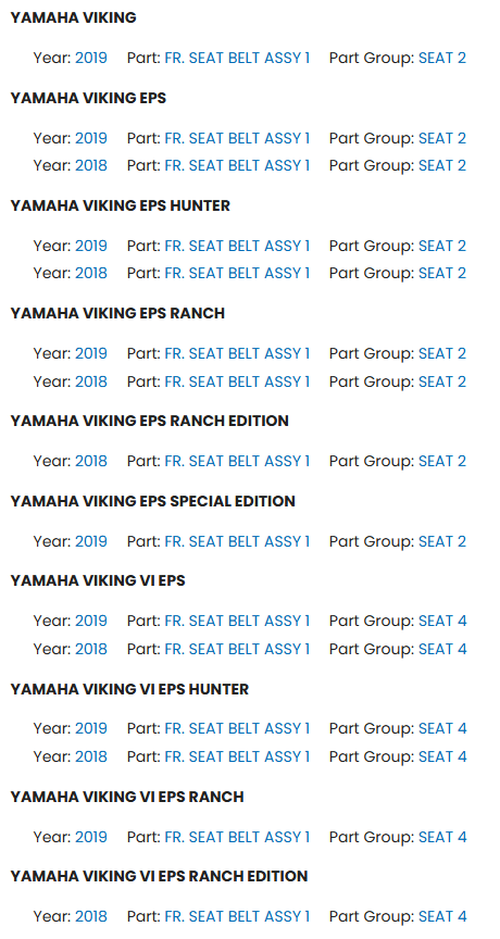 Yamaha Right Front Seat Belt Assembly Viking EPS 2018-2019 OEM B85-F470L-00-00