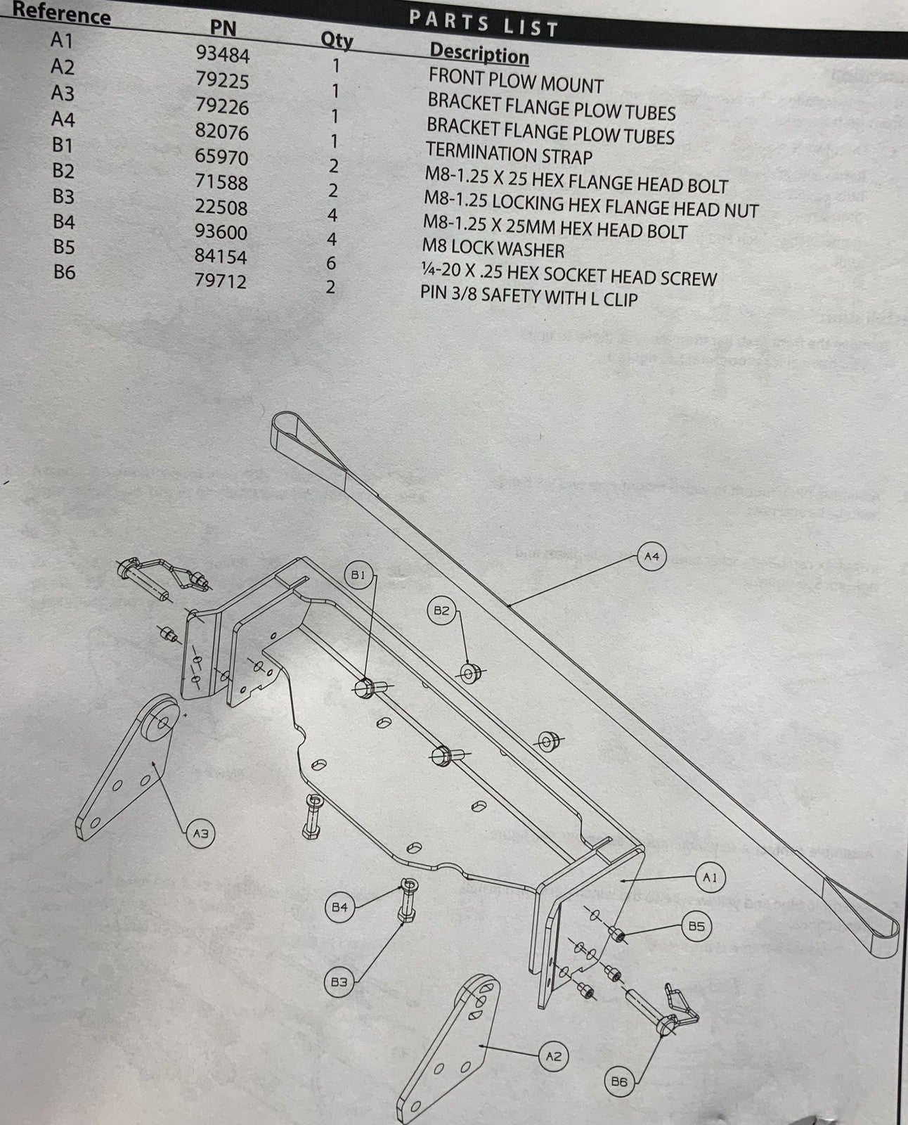 WARN Snow Plow Mount Kit Yamaha YFM700K Kodiak 2016-2018 OEM B16-F84Y0-V0-00