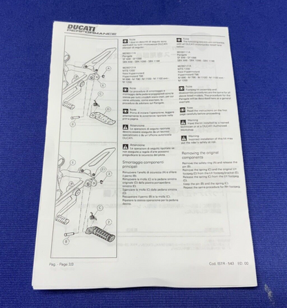 Ducati Foot Rest Pegs Left & Right Multistrada 2010-2014 OEM 96280121A
