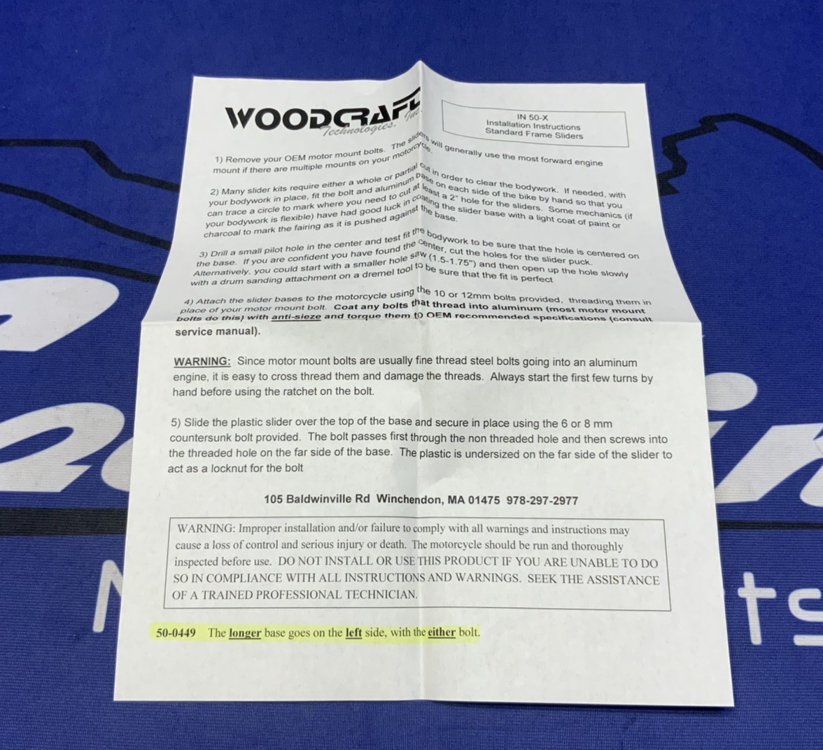 Woodcraft Technologies Frame Slider Kit W/ Short Pucks 2006-2025 50-0449