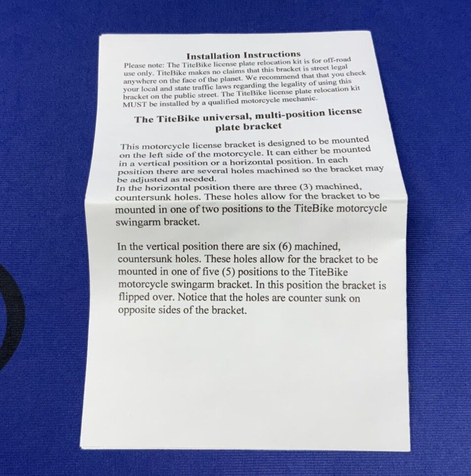 Tite Bike License Plate Relocation Kit GSXR 600/750 2001-2006 1T-0011C