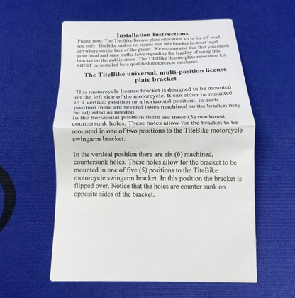 Tite Bike License Plate Relocation Kit GSXR 600/750 2001-2006 1T-0011C