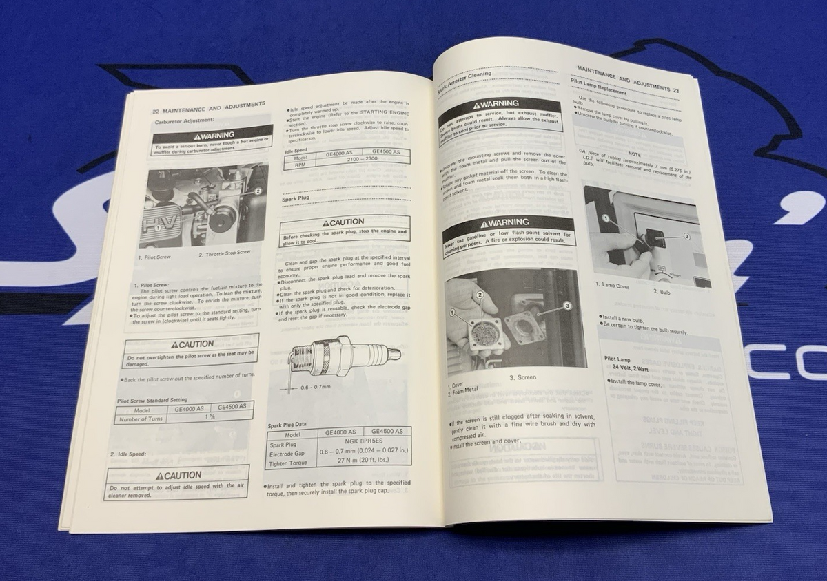 Kawasaki GE4000/4500AS Owners Manual 1989-1993 OEM 99920-2081-01