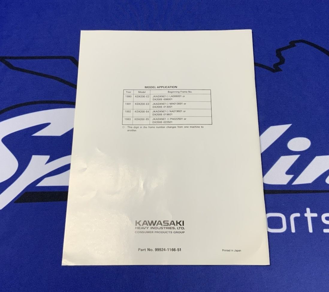 Kawasaki KDX200 Service Manual 1990-1994 OEM 99924-1166-51