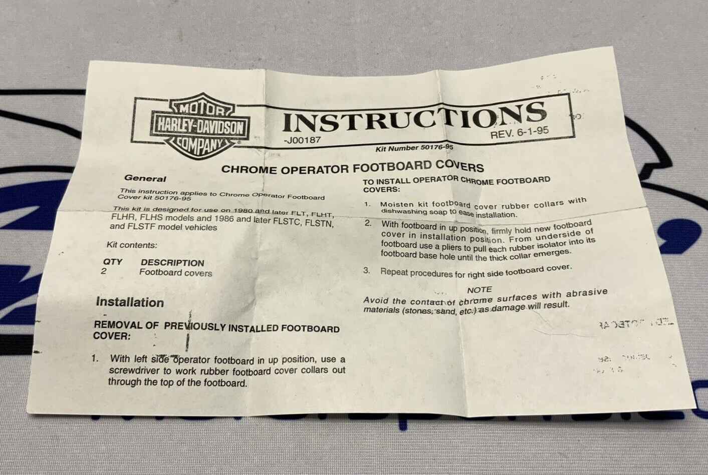 Harley Davidson Operator Footboard Insert Multi Fit OEM 50176-95