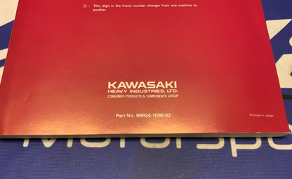 Kawasaki Ninja ZX-10 Service Manual 1988-1990 OEM 99924-1098-02