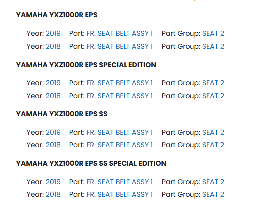 Yamaha Right Front Seat Belt Assembly Viking EPS 2018-2019 OEM B85-F470L-00-00