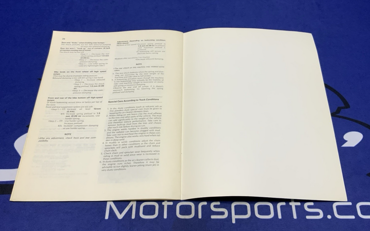 Kawasaki KX125 Race Prep and Tuning Manual 1987 OEM 99920-1389-01