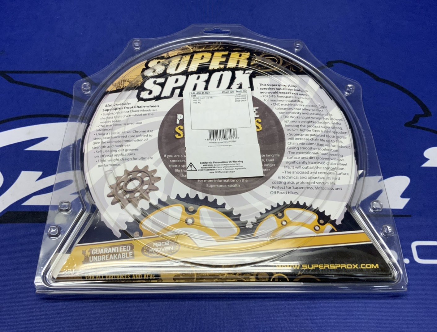 Supersprox Rear Sprocket Aluminum 46T (Black) 85SX 2003-2022 RAL-898-46-BLK