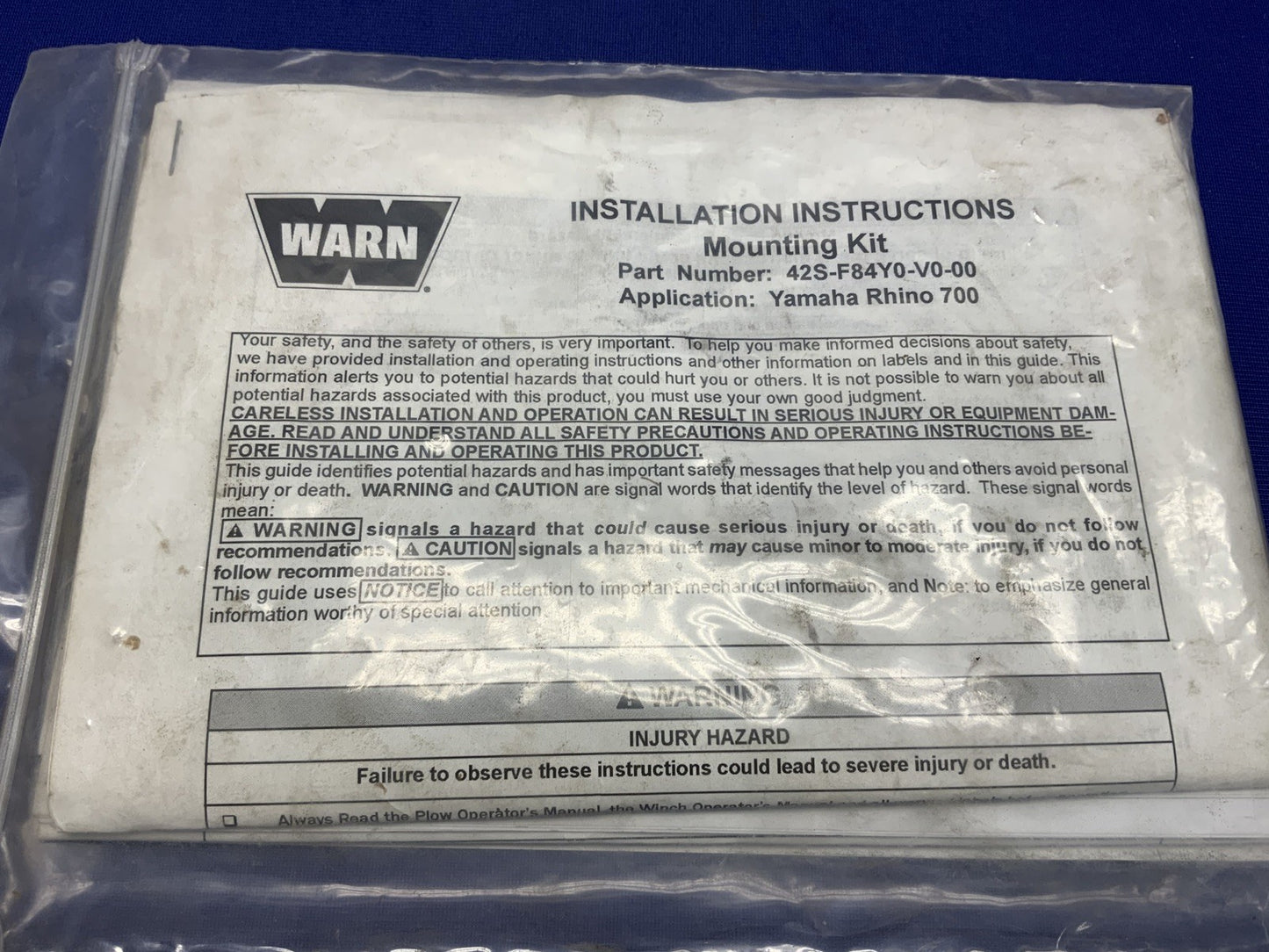 WARN Snow Plow Mount Kit Yamaha Grizzly 550 4x4 2009-2014 OEM 42S-F84Y0-V0-00