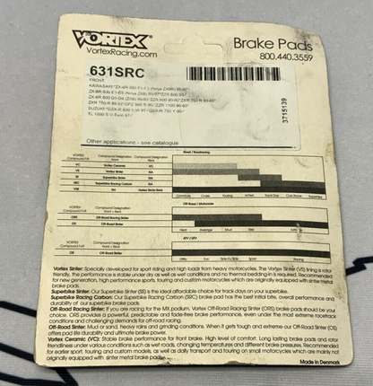 Vortex Racing Carbon Performance Brake Pads Front GSXR 600/750 1997-2000 631SRC