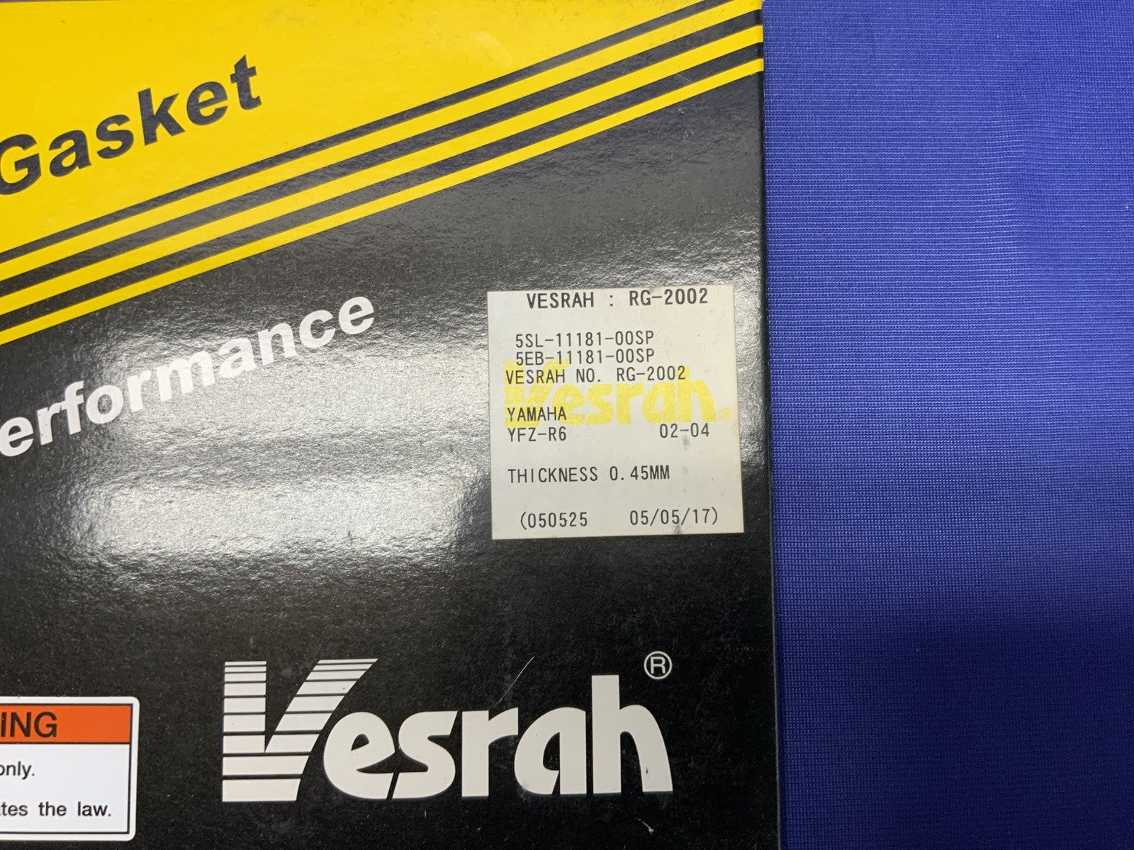 Vesrah Cylinder Head Gasket 0.45mm YZF-R6 1999-2007 RG-2002