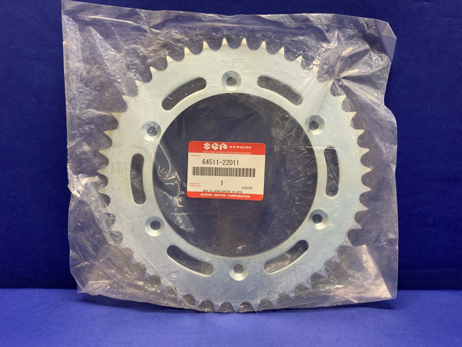 Suzuki Rear Sprocket DR350S 1990-1996 520 43 Tooth OEM 64511-22D11