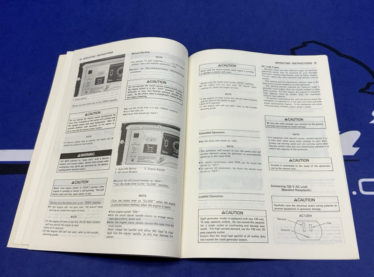 Kawasaki GE4000/4500AS Owners Manual 1989-1993 OEM 99920-2081-01
