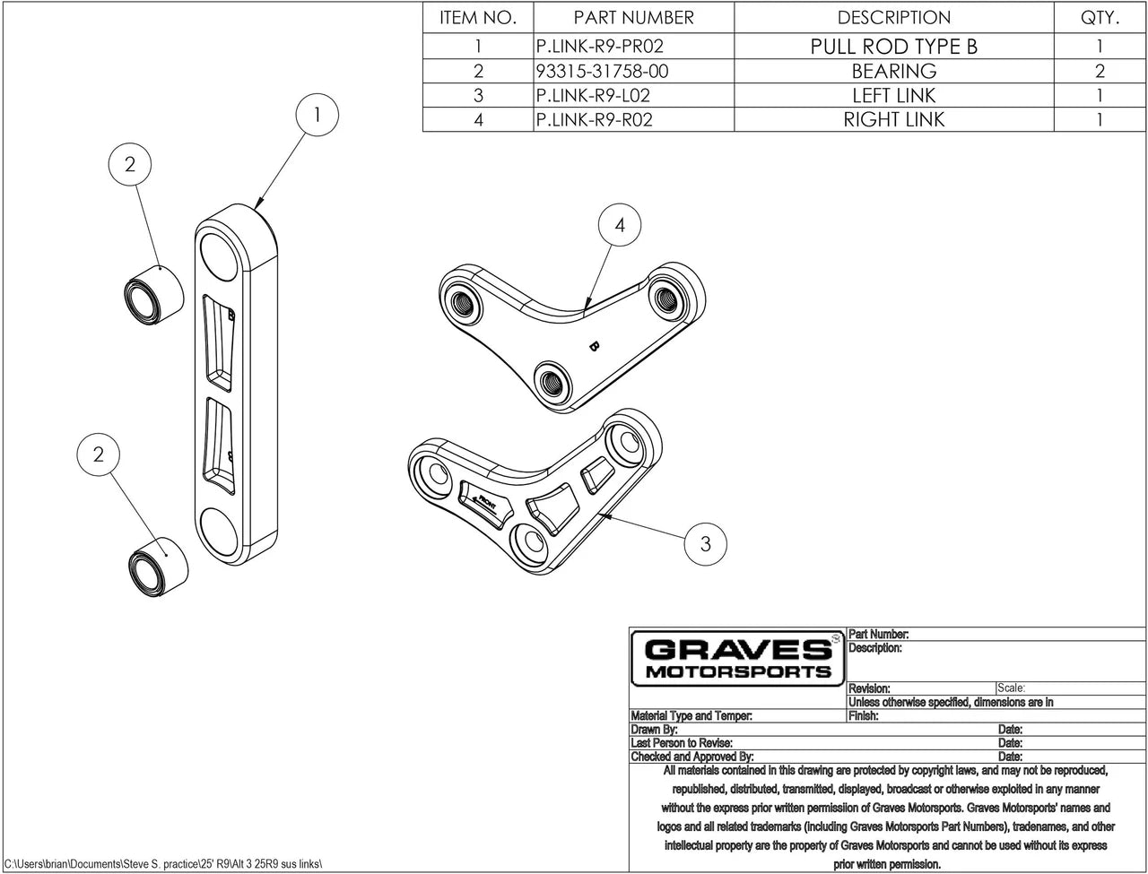 Graves Motorsports Yamaha R9/MT09 - B Spec Kit Suspension Link